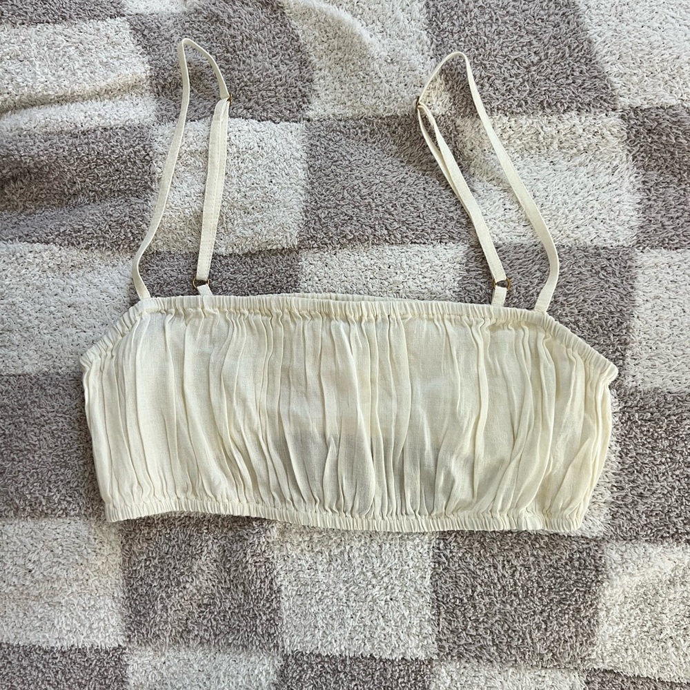 WeWoreWhat Cream Ruched Bra Top - Picture 3 of 4